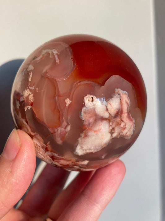 Carnelian and Flower Agate Sphere