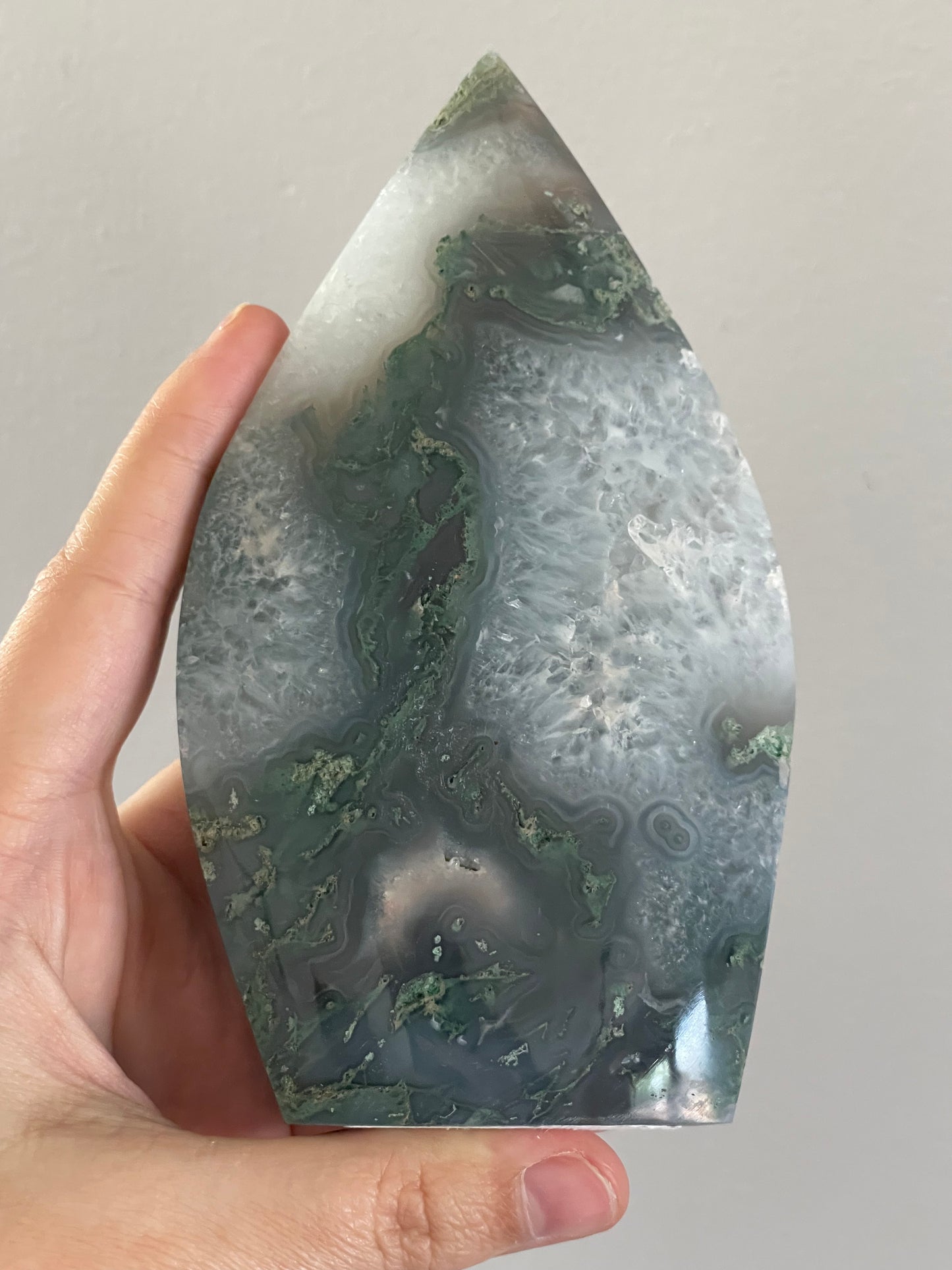 Moss Agate Flame Carving A