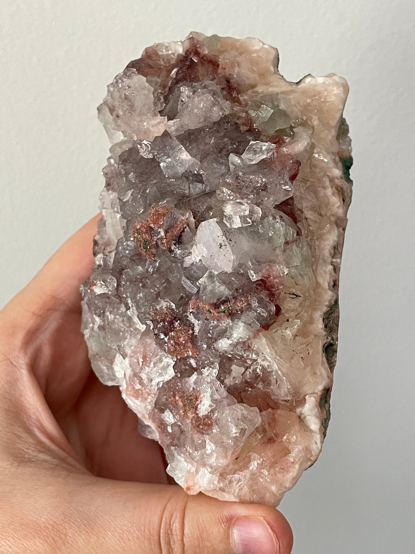 Apophyllite With Green & Red Chalcedony on Stilbite E